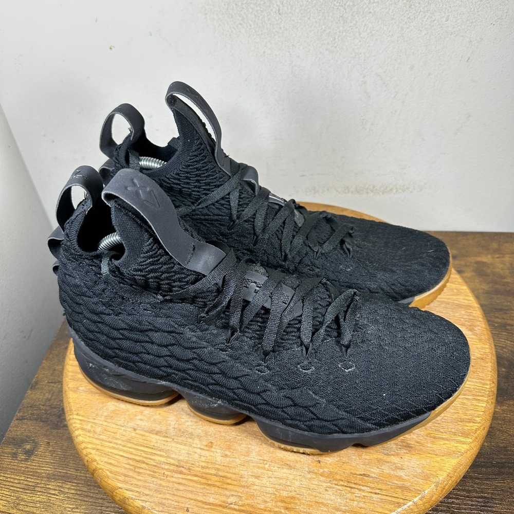 Nike LeBron 15 Black Gum Mens Basketball Shoes 897648-001 Size 10 High Top